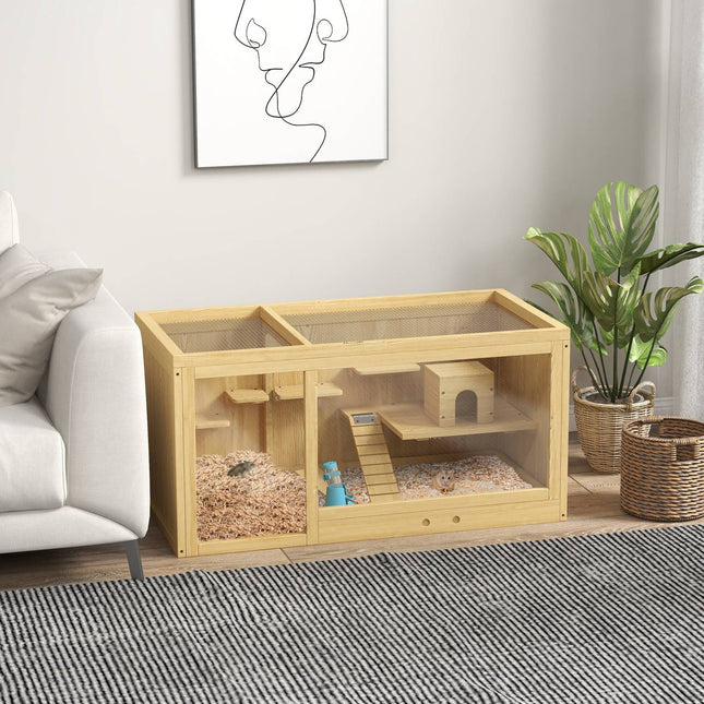 Wooden gerbil cage - 100 cm playhouse with swings and ladders