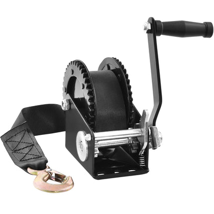 Hand Winch 2000 lb, 23 ft Strap, Two-Way Ratchet