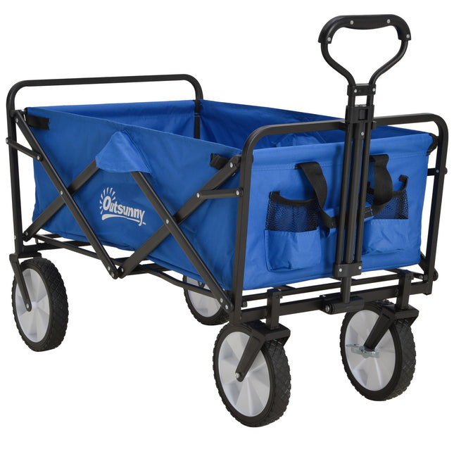 Folding steel garden cart - 360° wheels, adjustable size