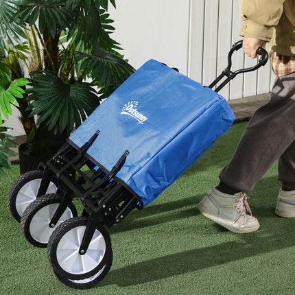 Folding steel garden cart - 360° wheels, adjustable size