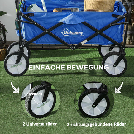 Folding steel garden cart - 360° wheels, adjustable size