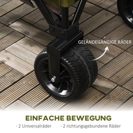 Folding handcart with adjustable handle, wide wheels, 120 kg capacity