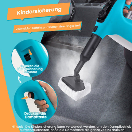 Handheld Steam Cleaner 1400W, 400ml Tank, 14-Piece