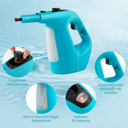 Handheld Steam Cleaner 1400W, 400ml Tank, 14-Piece