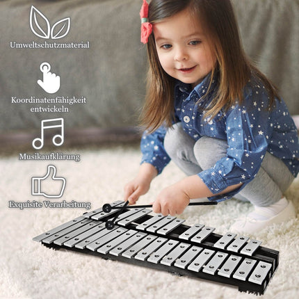 Hand percussion glockenspiel xylophone with mallets carrying bag 30 notes