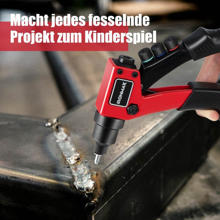 Hand riveter Heavy duty manual rivet gun with 200 rivets Riveting tool kit with carrying case
