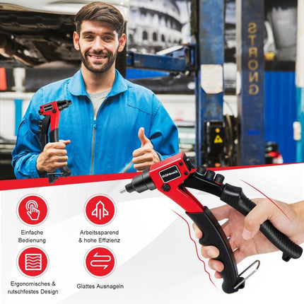 Hand riveter Heavy duty manual rivet gun with 200 rivets Riveting tool kit with carrying case