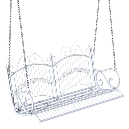 Metal hanging rocking bench, white, 118 x 58 x 57 cm