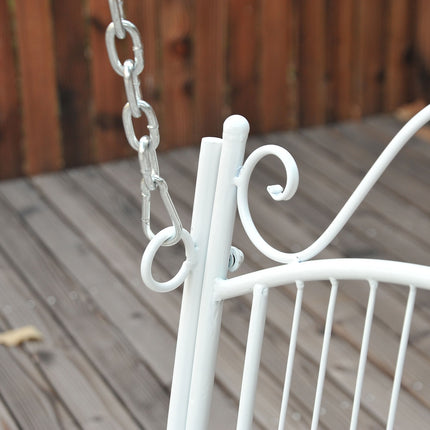Metal hanging rocking bench, white, 118 x 58 x 57 cm