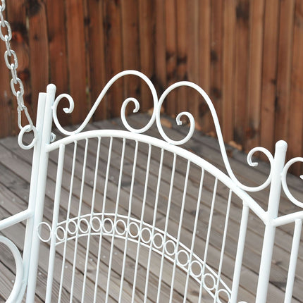 Metal hanging rocking bench, white, 118 x 58 x 57 cm