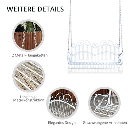 Metal hanging rocking bench, white, 118 x 58 x 57 cm