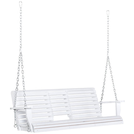 Garden swing bench with folding table, 2-3 seats, white