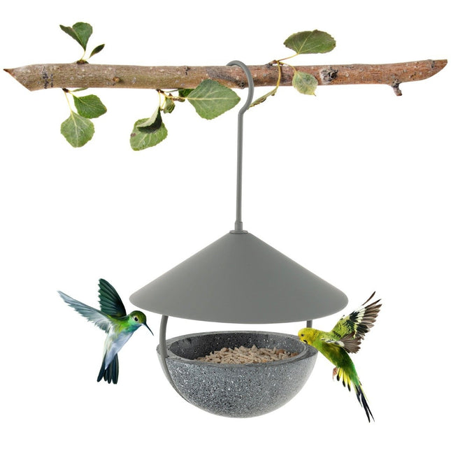 Hanging Bird Feeder 2 in 1 Bird Feeder & Bird Bath Grey