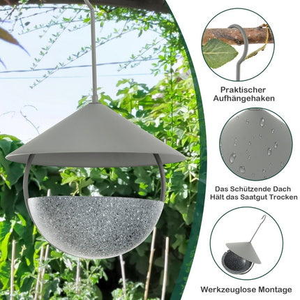 Hanging Bird Feeder 2 in 1 Bird Feeder & Bird Bath Grey