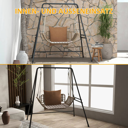 Hangstoelframe Hangstoelframe Van Staal Standaard Voor Hangstoel Max. 150 Kg Draagvermogen Voor Binnen Buiten Zwart 178 X 143 X 180 Cm