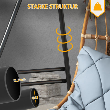 Hangstoelframe Hangstoelframe Van Staal Standaard Voor Hangstoel Max. 150 Kg Draagvermogen Voor Binnen Buiten Zwart 178 X 143 X 180 Cm