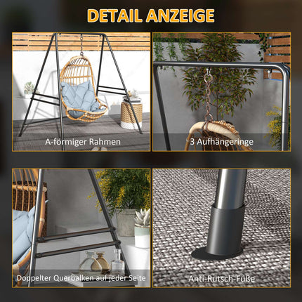 Hangstoelframe Hangstoelframe Van Staal Standaard Voor Hangstoel Max. 150 Kg Draagvermogen Voor Binnen Buiten Zwart 178 X 143 X 180 Cm