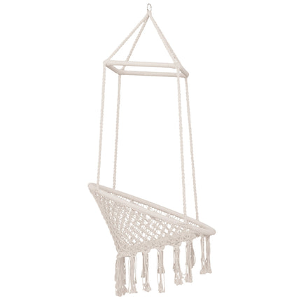 Beige hanging chair in ethnic cotton, UV resistant, weather resistant
