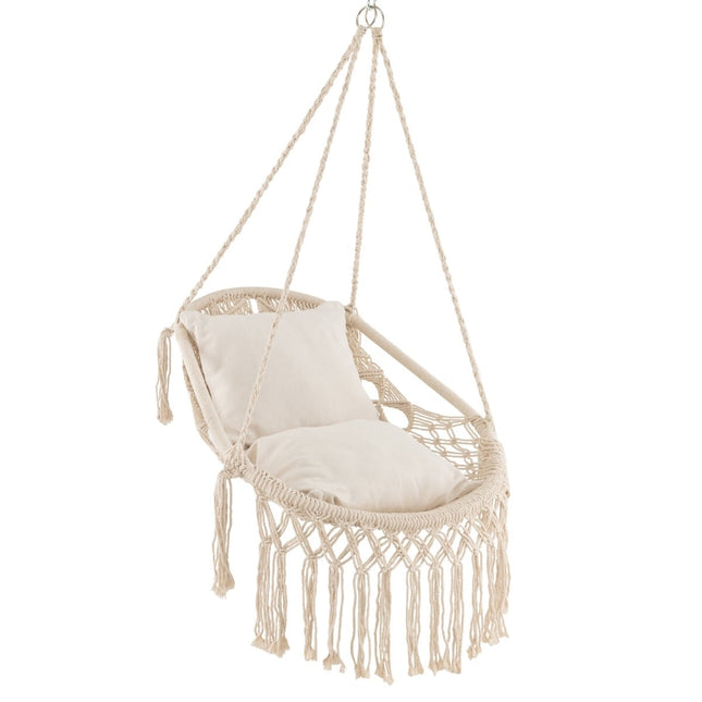 Hanging Chair with 2 Cushions, 150kg Capacity, Beige