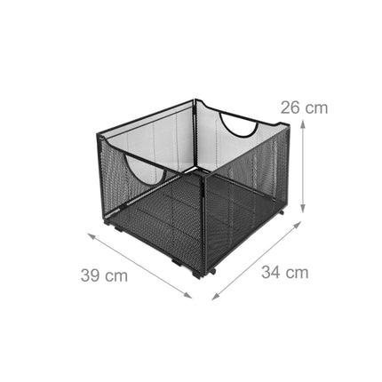 Hanging File Box, Steel Mesh, Stackable With Handles