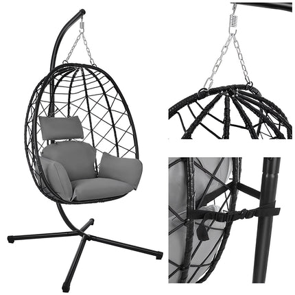 Hanging Garden Swing Chair with Waterproof Cushions, 150kg Capacity