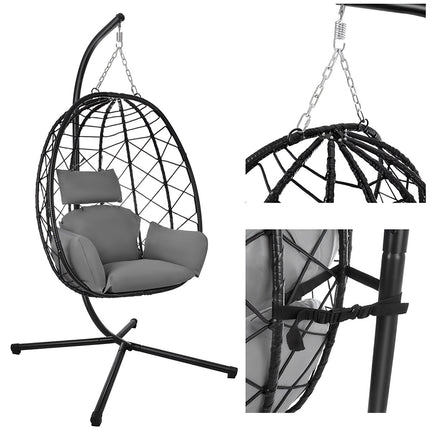 Hanging Garden Swing Chair with Waterproof Cushions, 150kg Capacity
