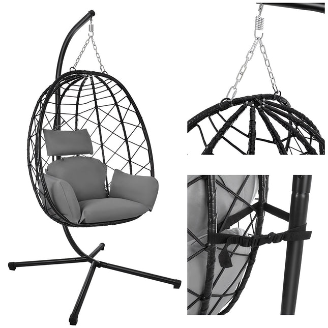 Hanging Garden Swing Chair with Waterproof Cushions, 150kg Capacity