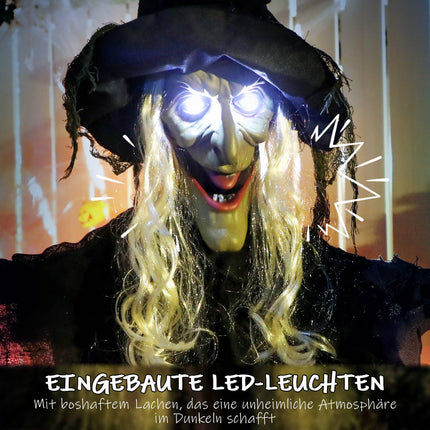 Hanging Halloween Witch with LED Lights, Sound, 183cm