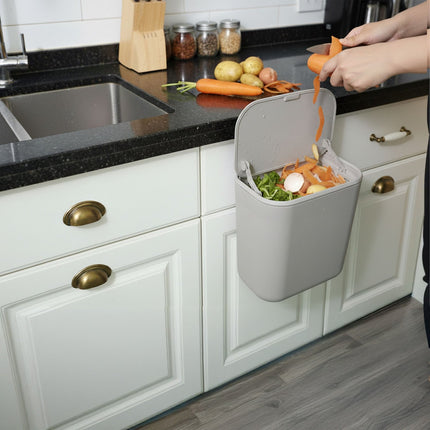 Hanging Kitchen Waste Bin, 9L, Hinged Lid