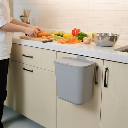 Hanging Kitchen Waste Bin, 9L, Hinged Lid