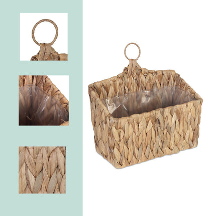 Hanging Plant Basket, Natural Water Hyacinth, Waterproof