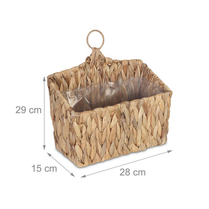 Hanging Plant Basket, Natural Water Hyacinth, Waterproof