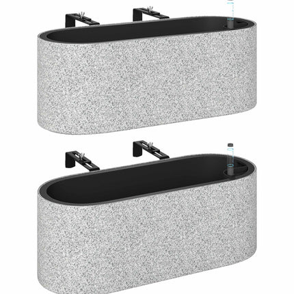 Hanging Self-Watering Planters, Light Grey, Set of 2