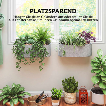 Hanging Self-Watering Planters, Light Grey, Set of 2