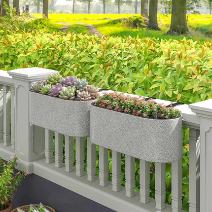 Hanging Self-Watering Planters, Light Grey, Set of 2