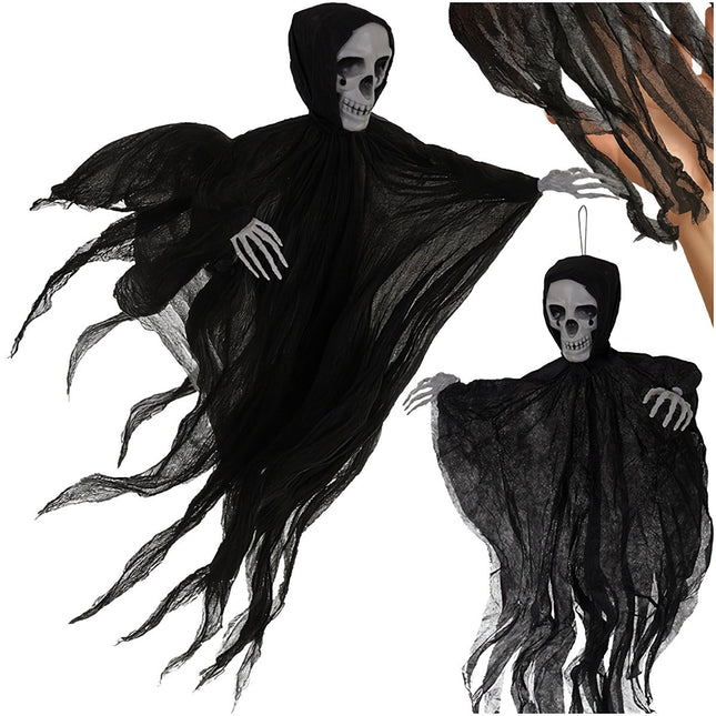 Hanging Skeleton Decoration, Black, 70 cm