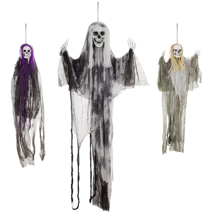 Hanging Skeleton Ghosts Set of 3, Adjustable Arms, 90/110/200cm