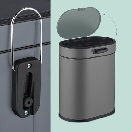 Hanging Waste Bin 5L with Push-Up Lid for Kitchen/Bathroom