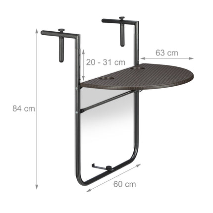 Hanging balcony table BASTIAN