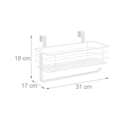 Hanging basket with holder for paper towels