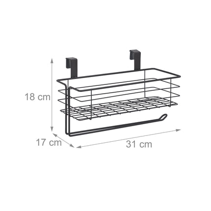 Hanging basket with holder for paper towels