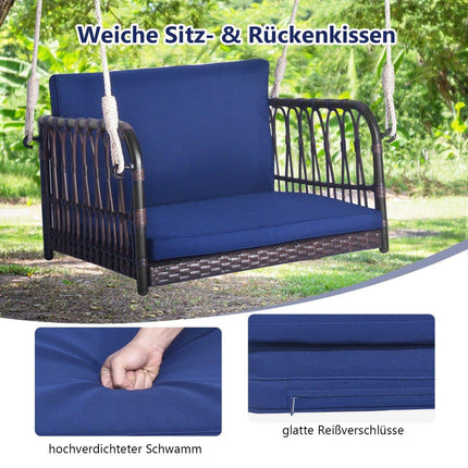 Hanging chair hanging chair with a load capacity of up to 180 kg, hanging seat with blue cushion