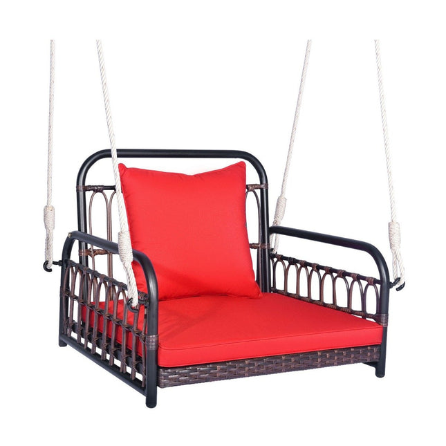 Hanging chair, patio swing, can hold up to 180 kg, hanging seat with seat and back cushions 80 x 65 x 58 cm