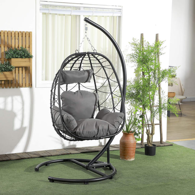 Rattan hanging chair, 195 cm, indoor/outdoor, 150 kg Capacity