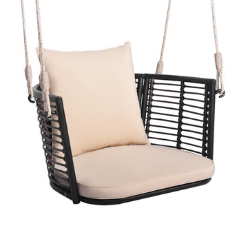 Hanging chair with a load capacity of up to 180kg, hanging seat with cushions & metal frame & hanging ropes 77 x 62 x 38 cm