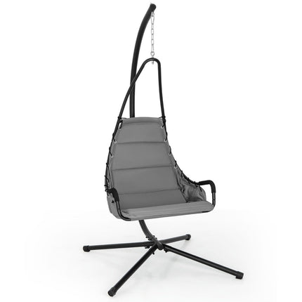 Hanging chair with frame &amp; Extra Large Padded Seat &amp; Robust metal frame hammock gray