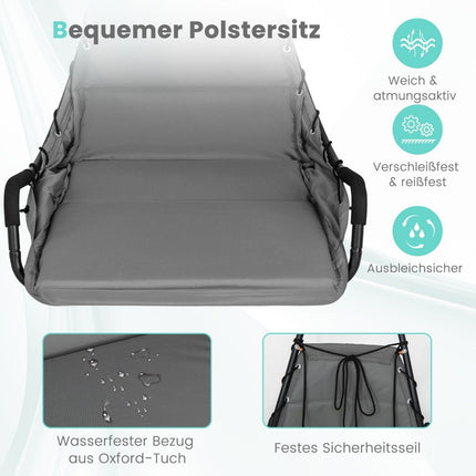Hanging chair with frame &amp; Extra Large Padded Seat &amp; Robust metal frame hammock gray