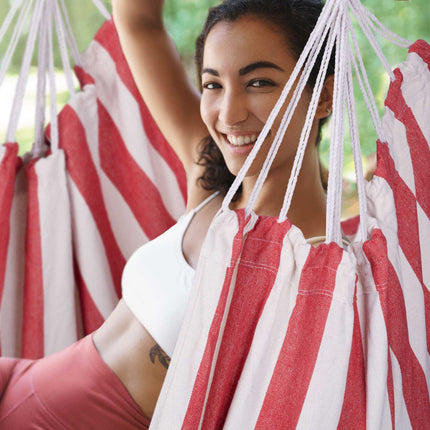 Hanging chair with stripes