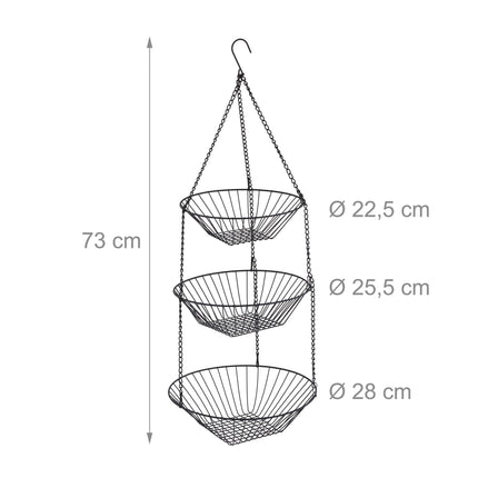 Hanging fruit basket in black