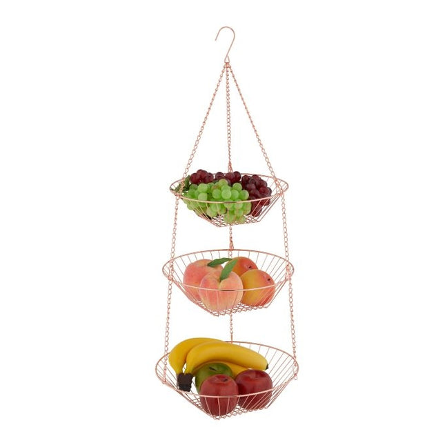 Hanging fruit basket in copper